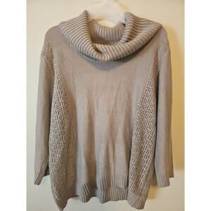 New York & Company Women's Knit Cowl Neck‎ Sweater Size XL Light Brown